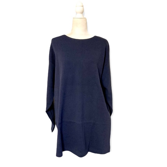 Ulla Popken Plus Size Navy Blue Waffle Textured Long Sleeve Crewneck Tun… - Picture 1 of 13